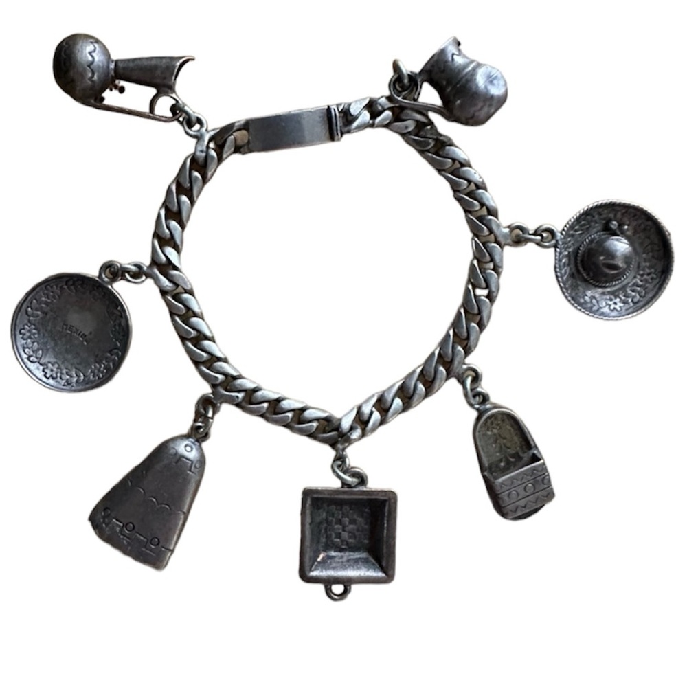 Vintage Rossi Beguden Mexican Silver Charm Bracelet Marked Sterling 925